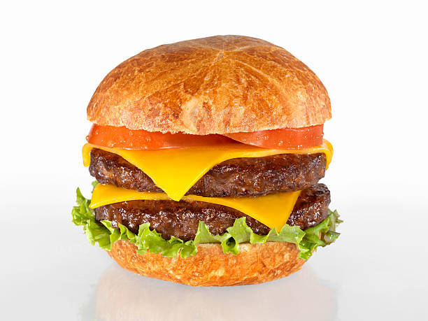 究極のダブルチーズバーガー - symmetry burger hamburger cheese ストックフォトと画像