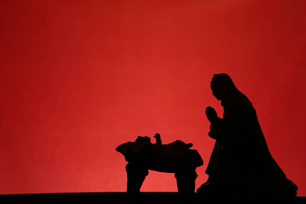 istock Religious: Christmas Nativity Silhouette on Red 182207871