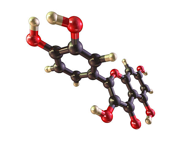 molécula de quercetina - antioxidant quercetin molecule flavonoid fotografías e imágenes de stock