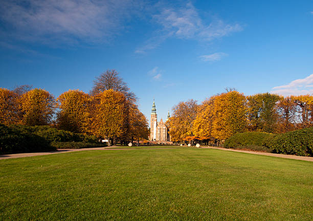 Rosenborg Castle at autumn stock photo