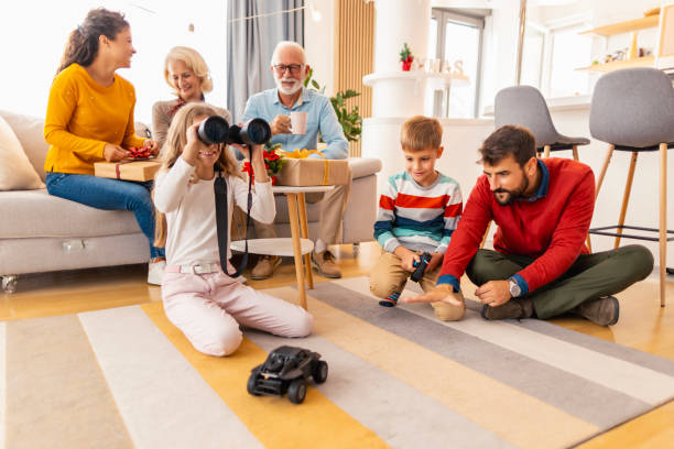 istock Happy multi-generation family spending Christmas day together at home 1822083603