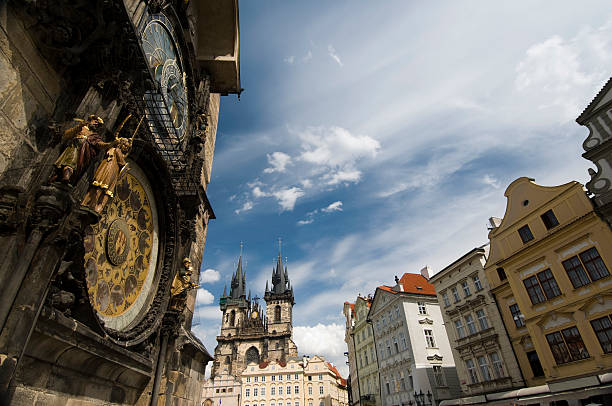 Market Square, Astronomical Clock, Prague stock photo