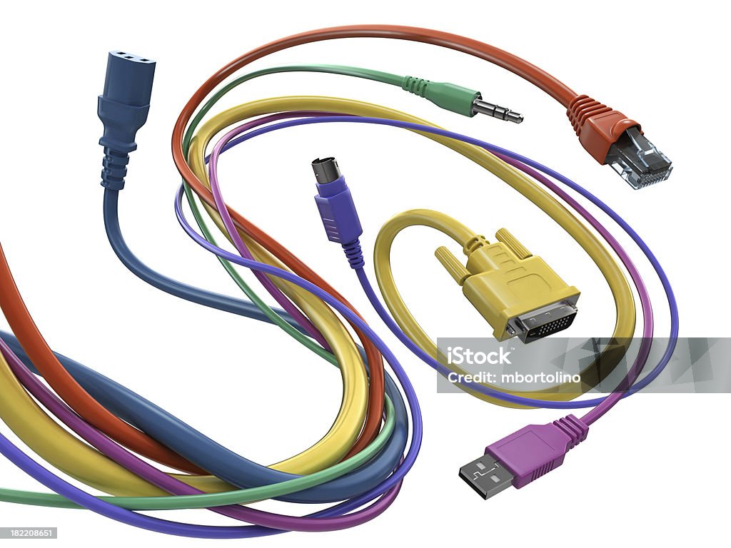 Enrolados misto de cabos de computador - Foto de stock de Cabo royalty-free