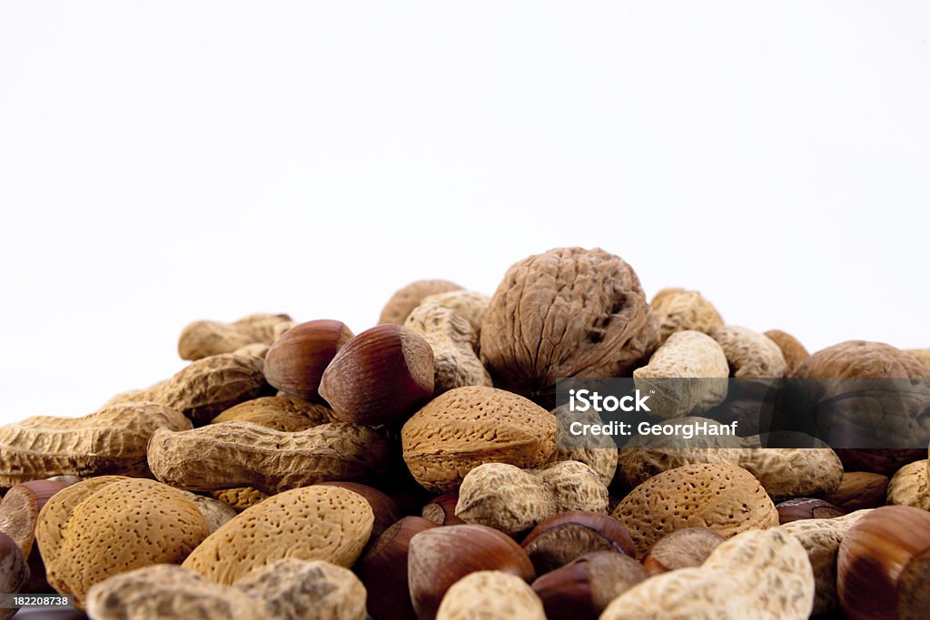 Nuts "Nuts, isolated on white." Almond Stock Photo