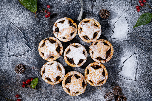 Christmas Mince Pies with festive  background