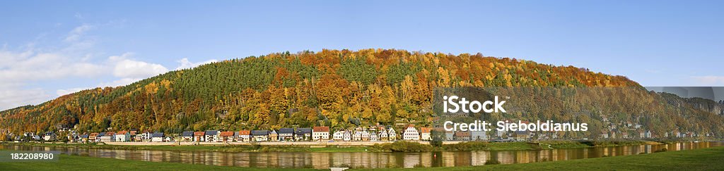 Village of Postelwitz along the Elbe river in autumn. Autumn Stock Photo