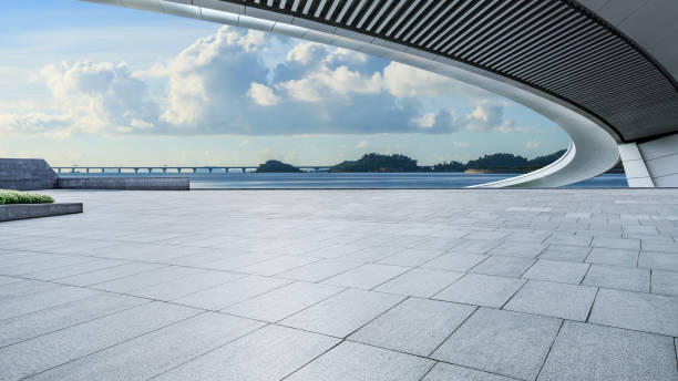 istock Empty floor and sea with island natural landscape 1822095123