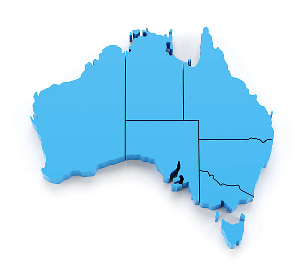istock 3d map of Australia with states in separate pieces 182209593