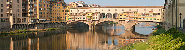 Florence Ponte Vecchio historic bridge over Arno panorama Tuscany Italy