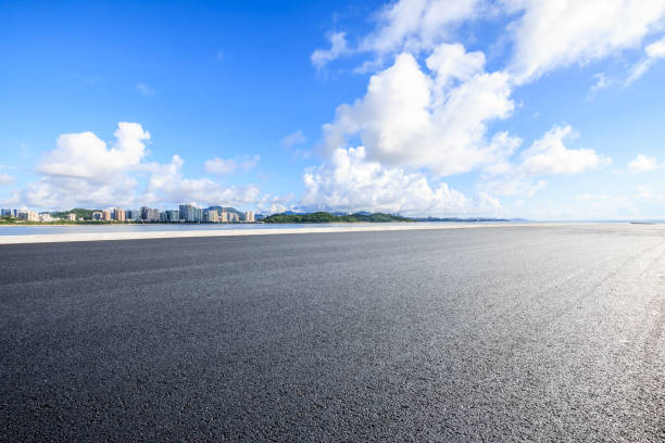 istock Asphalt road and skyline scenery under blue sky 1822104205
