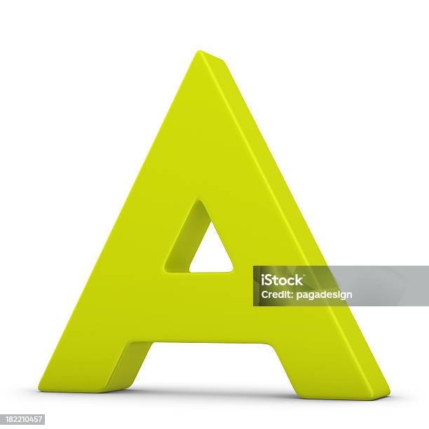 Verde Carta A Foto de stock y más banco de imágenes de Letra del alfabeto - Letra del alfabeto, Tridimensional, Cuadrado - Composición