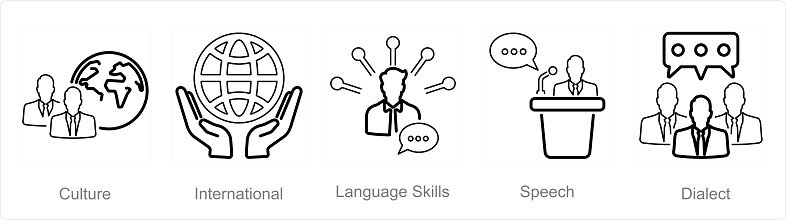 These are beautiful handcrafted pixel perfect Black Line Language icons