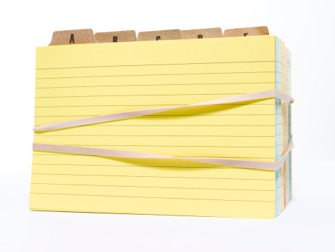 yellow index card with dividers