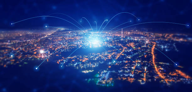 istock Telecommunication and communication network on city.Smart city development concept.Modern big data connection technology is the future 1822116484