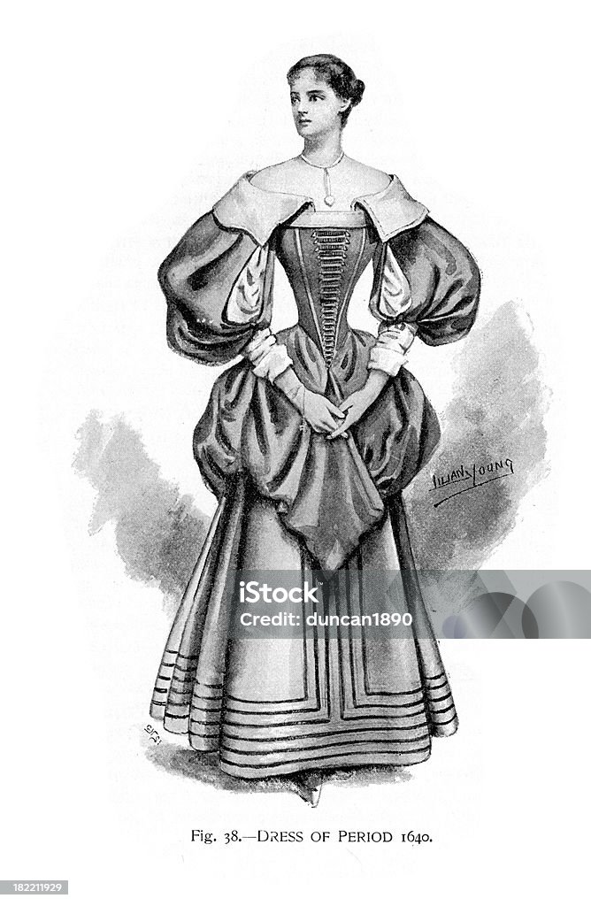 Kleid mit alten 1640 - Lizenzfrei 17. Jahrhundert Stock-Illustration