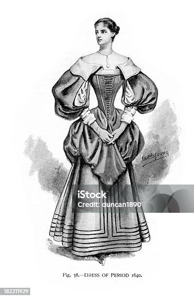 Kleid Mit Alten 1640 Stock Vektor Art und mehr Bilder von 17. Jahrhundert - 17. Jahrhundert, 19. Jahrhundert, Allgemeine menschliche Eigenschaften