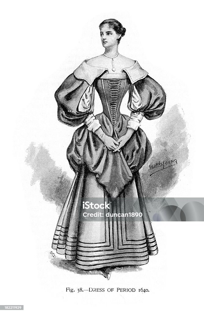 Vestido de período 152 - Ilustração de Acessório de Vestuário Histórico royalty-free