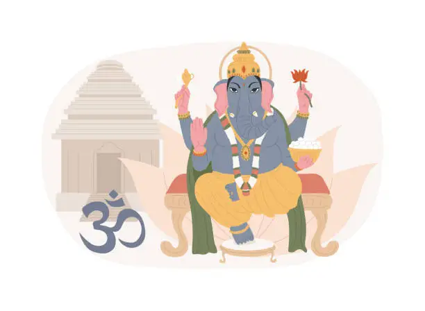 Vector illustration of Hinduism isolated concept vector illustration.