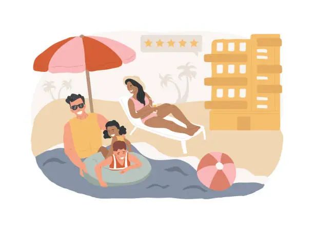 Vector illustration of Family vacation isolated concept vector illustration.