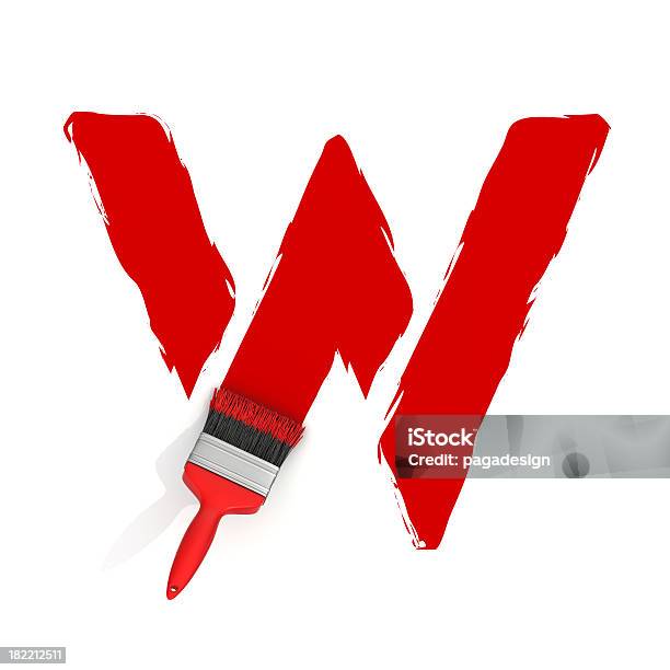 Red Painting Letter W Stock Photo - Download Image Now - Alphabet, Cut Out, Digitally Generated Image