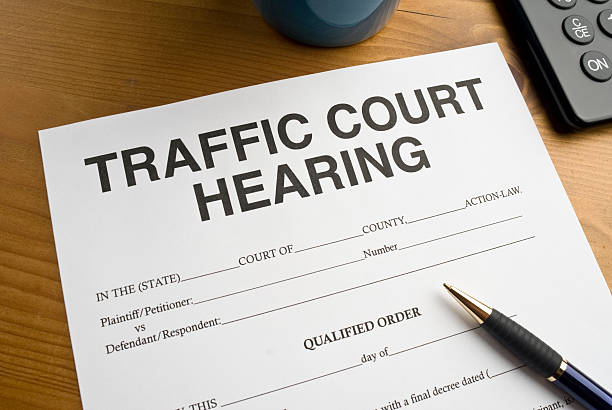 Traffic Court Hearing document stock photo