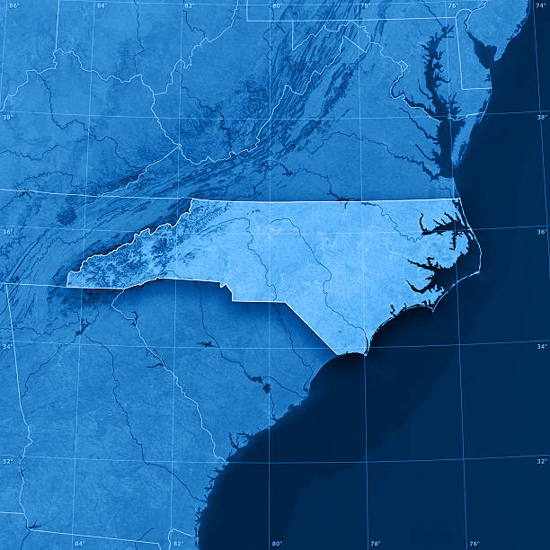 topographic mapa da carolina do norte - mountain mountain range north carolina blue imagens e fotografias de stock