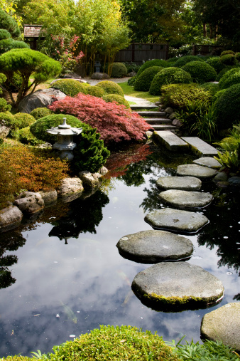 Picture of stepping stones in a japanese garden