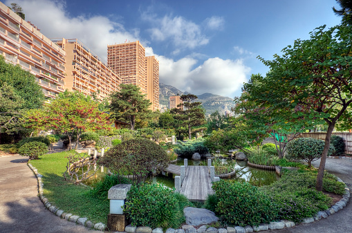 The japanese garden in Monte Carlo. High dynamic range photo.