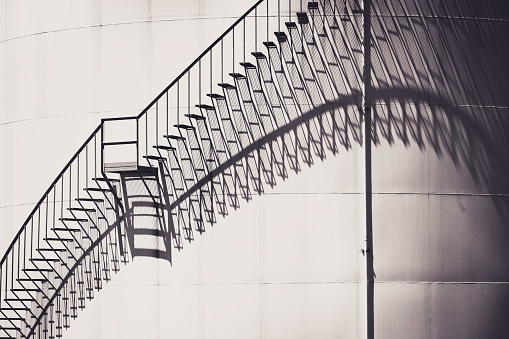 Black and White photo of a stairway and shadow