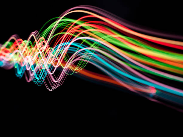 Wave of Pyrotechnic Coloured Lights stock photo