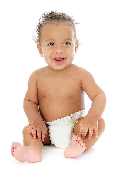 istock Happy Biracial Baby Isolated on white 182214739