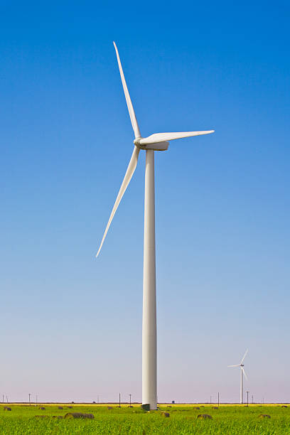istock Wind Turbine in Green Field, Backed by Blue Sky 182215639