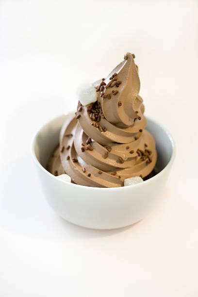 istock Chocolate frozen yogurt isolated on white 182215641