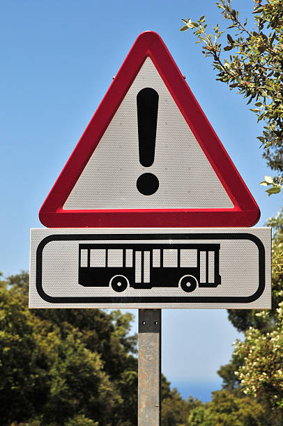 autobus avviso - slow moving vehicle sign foto e immagini stock