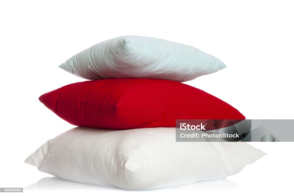 Três cores pilha de travesseiros - Foto de stock de Travesseiro royalty-free