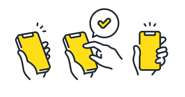 Smartphone and hand simple vector icon illustration set material Smartphone and hand simple vector icon illustration set material smartphone stock illustrations