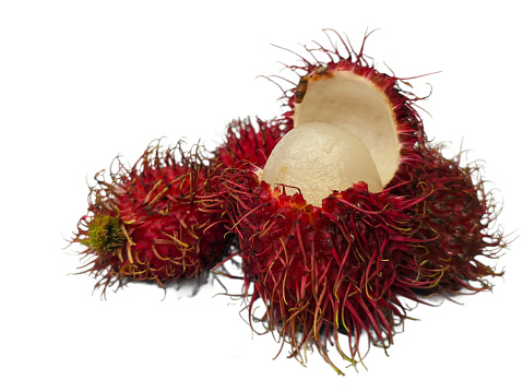 salvador, bahia, brazil - july 5, 2023: lychee fruit - Litchi chinensis - view on a dish.
