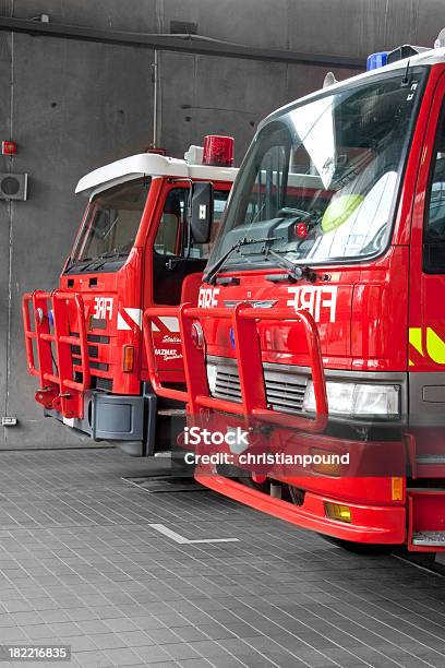 Two Fire Trucks Stock Photo - Download Image Now - Accidents and Disasters, Concepts, Danger