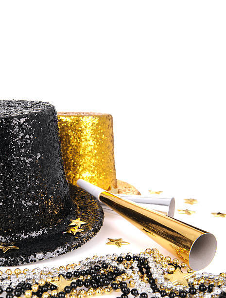 istock Two top hats and horns for New Year's Eve 182217096