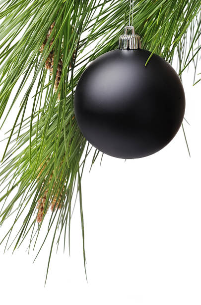 Black Christmas Ball with Pine