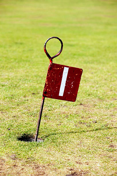 istock Flag for the first hole on a putting green 182217974