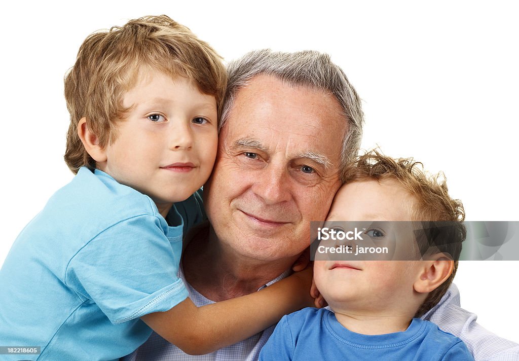 Felice nonno con nipoti - Foto stock royalty-free di 2-3 anni