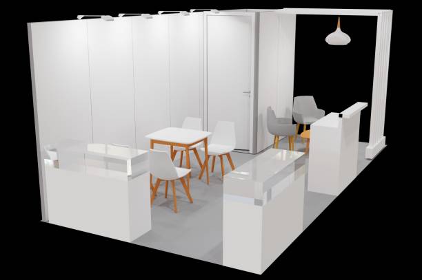 istock White creative exhibition stand design. Booth template. Corporate identity 3d rendering 1822187626