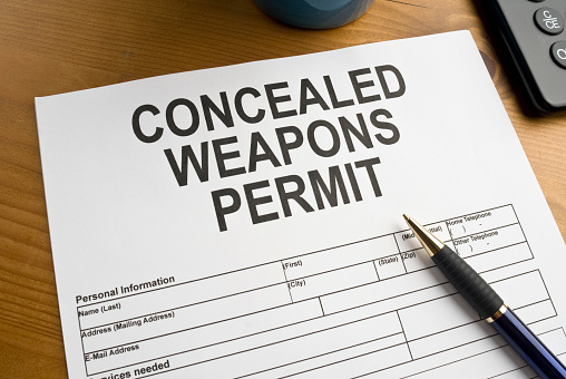 Blank application form on a desktop for a Concealed Weapons Permit.