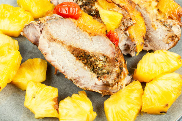 istock Pork meat baked with pineapple. 1822194609