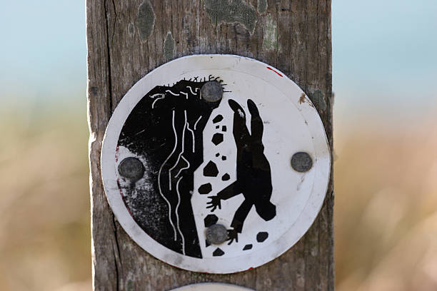 Pembrokeshire coastal path sign on gatepost