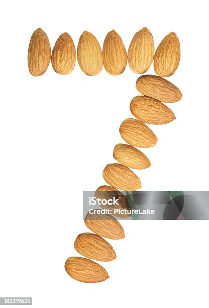 Almonds Digit 7 Stock Photo - Download Image Now - Almond, Characters, Close-up