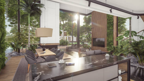 istock 3d rendering of expensive cozy interior with green walls in night 1822196781