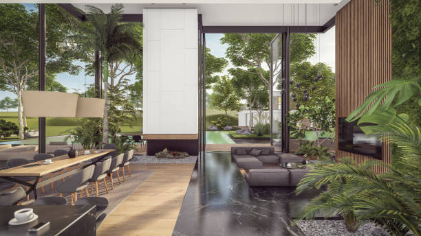 istock 3d rendering of expensive cozy interior with green walls in night 1822196782