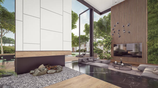 istock 3d rendering of expensive cozy interior with green walls in night 1822197319